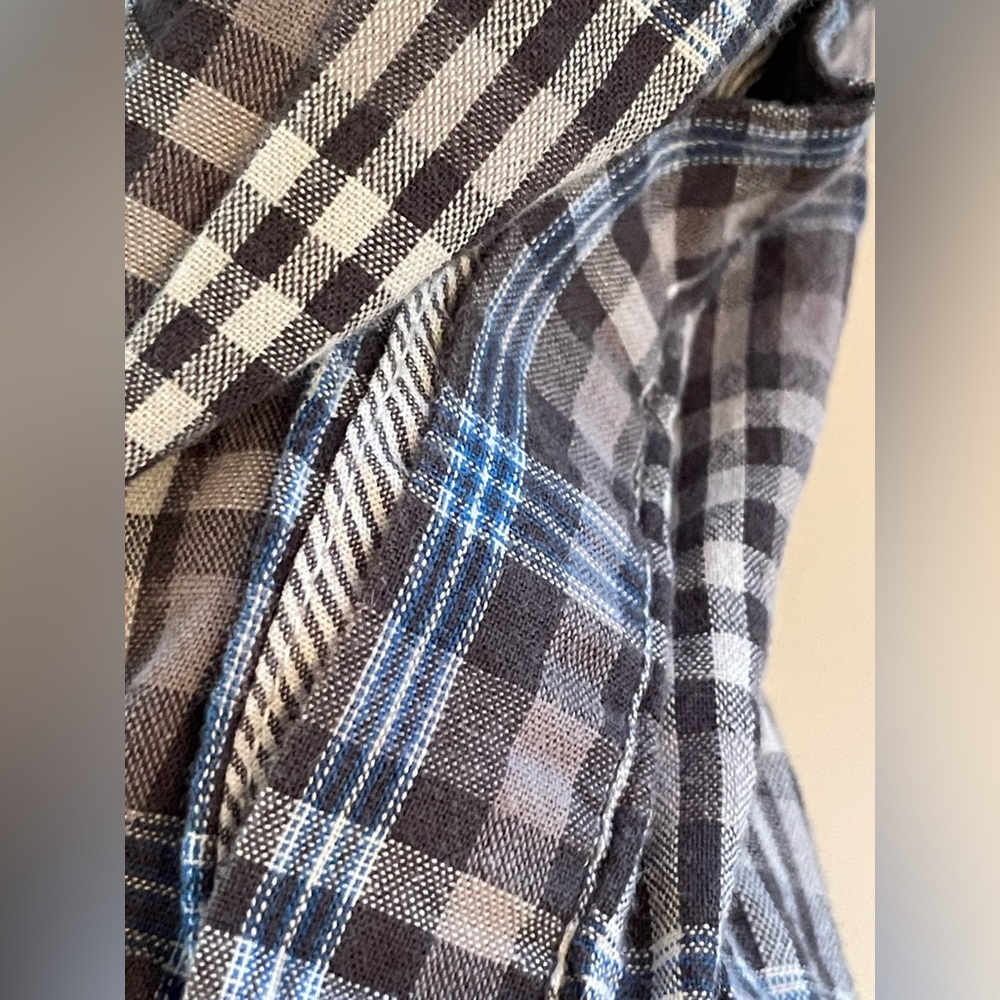 Wrangler Jeans Co Plaid Button Down Shirt Men’s Medium 100% Cotton, Blue/Brown - Picture 8 of 11